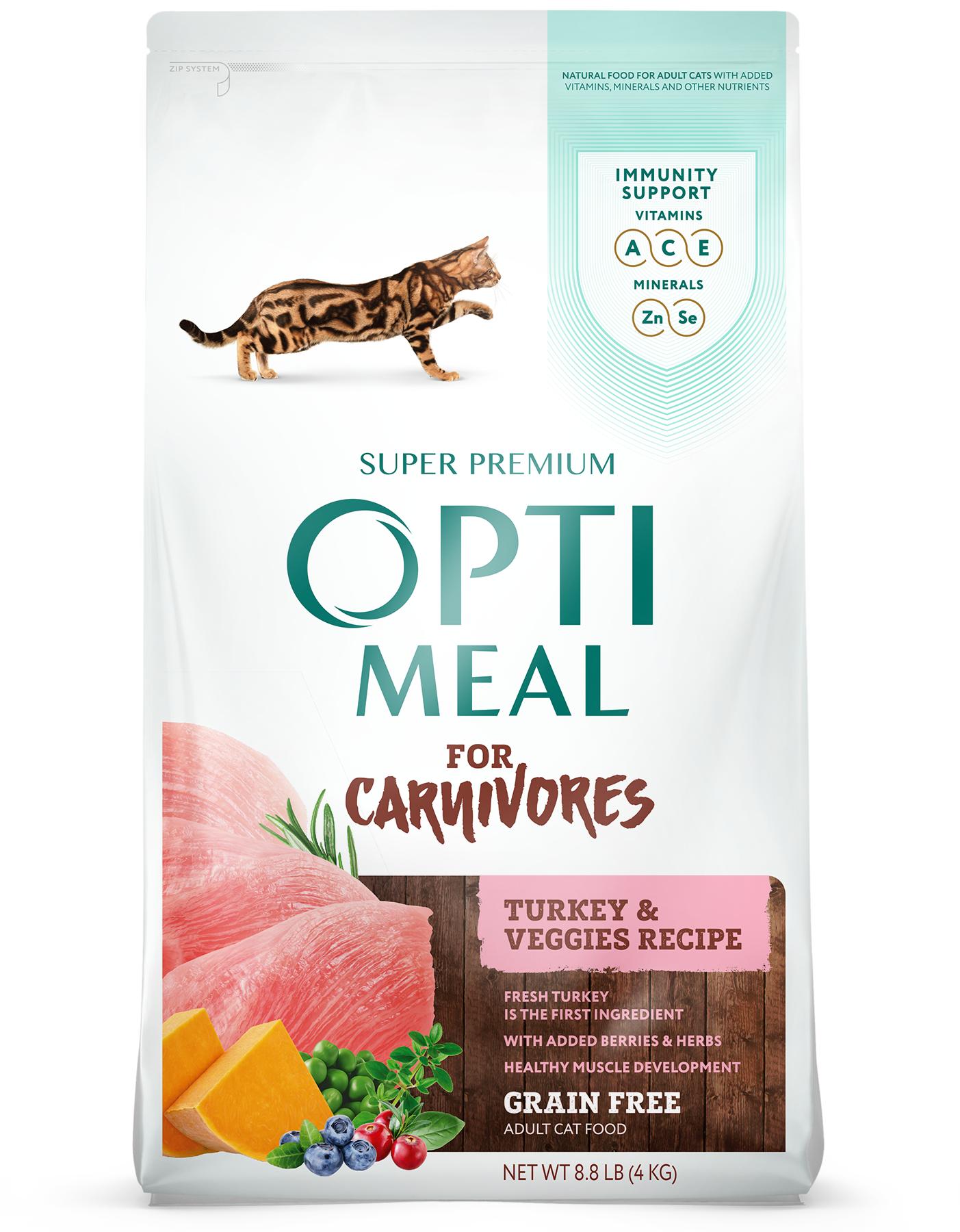 OptiMeal Turkey & Veggies Grain-Free Dry Cat Food