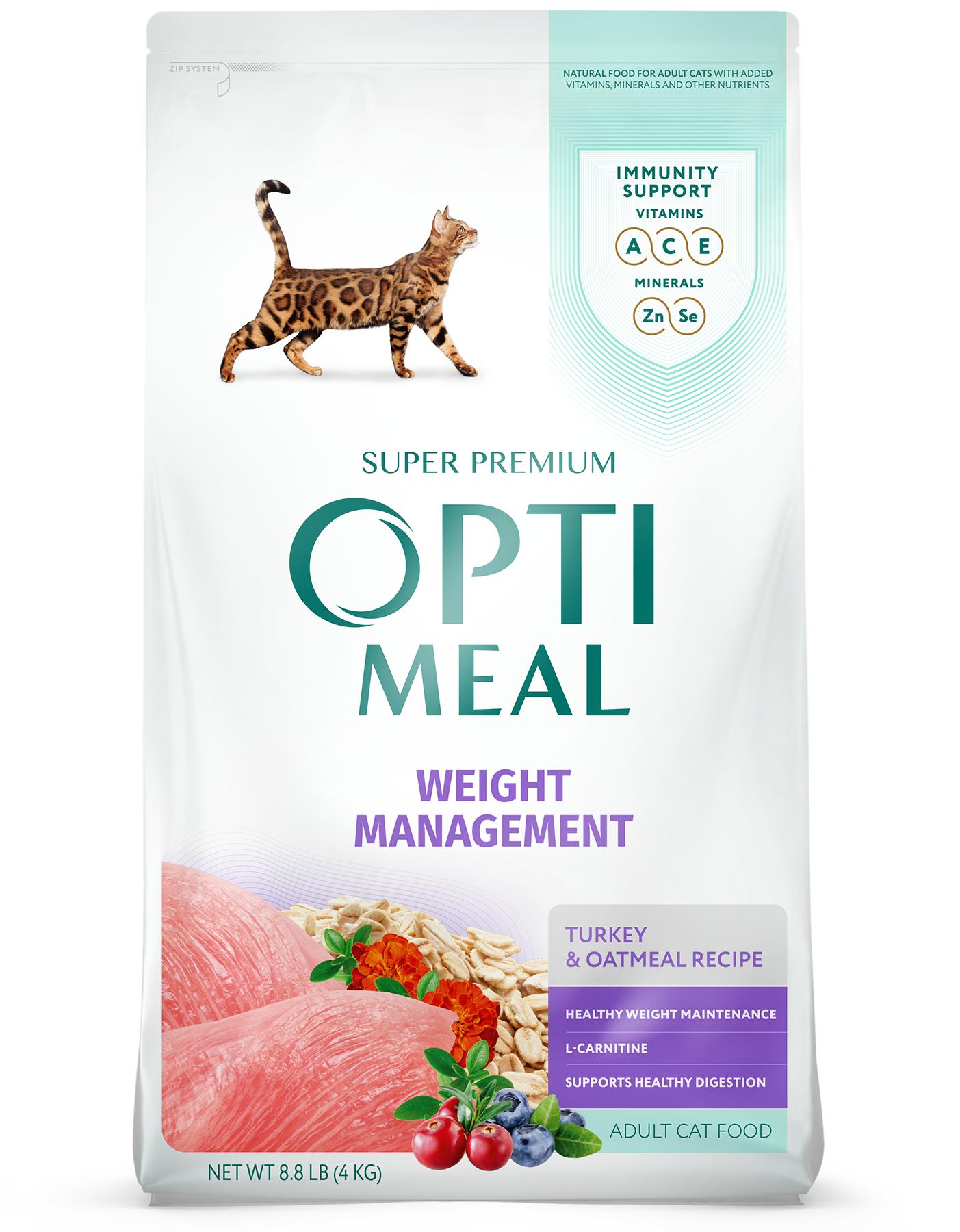 OptiMeal Weight Management Turkey & Oatmeal Dry Cat Food, 3.3-lb