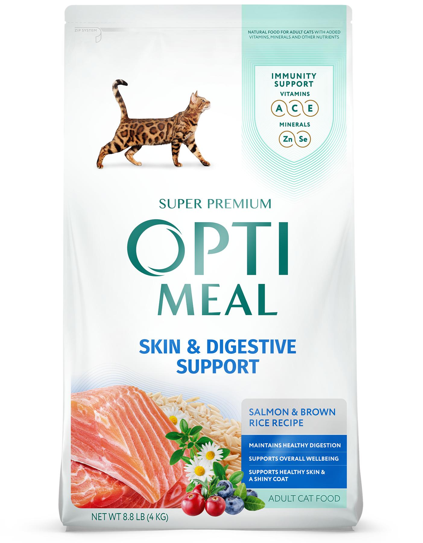 OptiMeal Skin & Digestive Support Salmon & Brown Rice Dry Cat Food, 8.8-lb