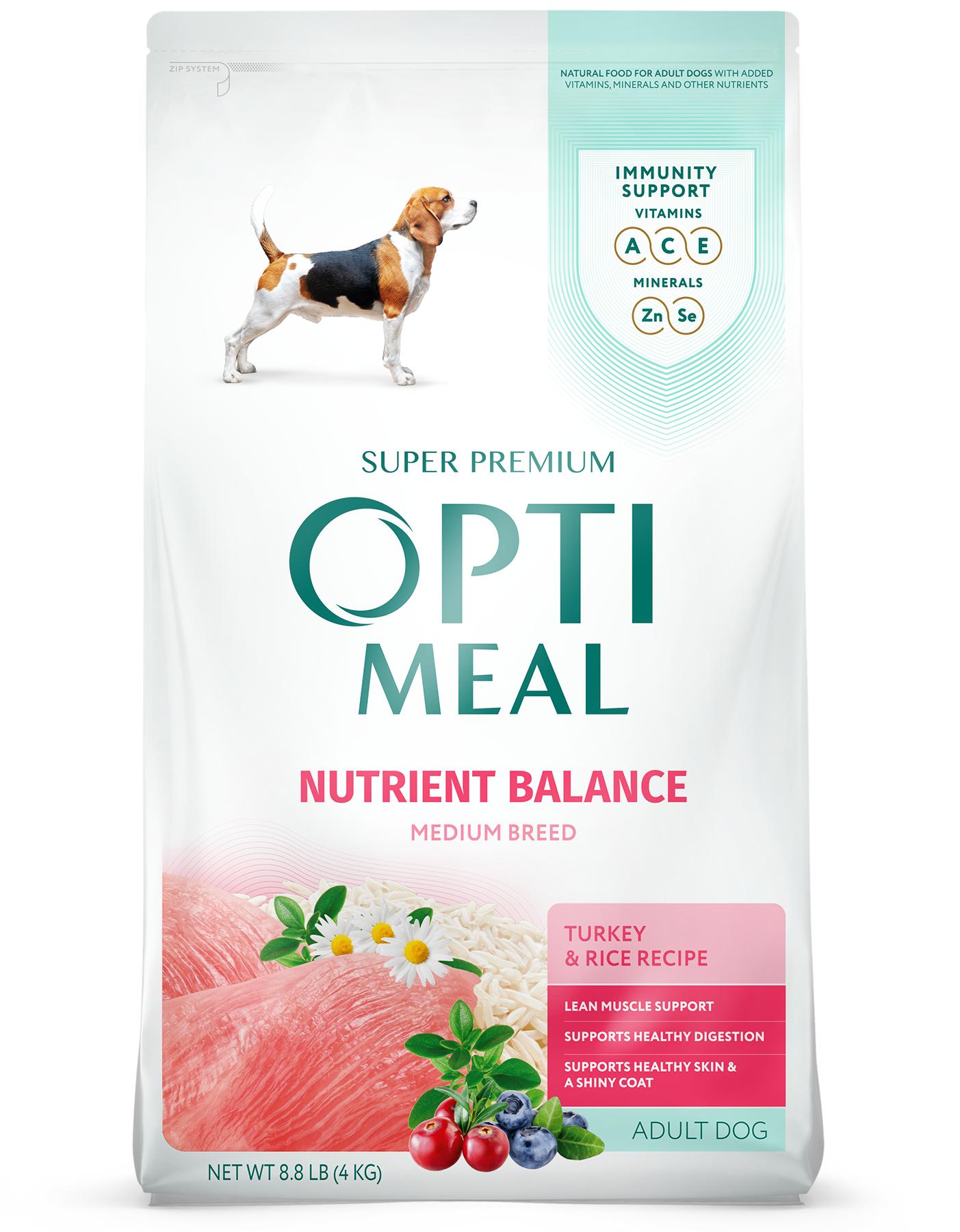 OptiMeal Nutrient Balance Turkey & Rice Medium Breed Dry Dog Food, 26.5-lb