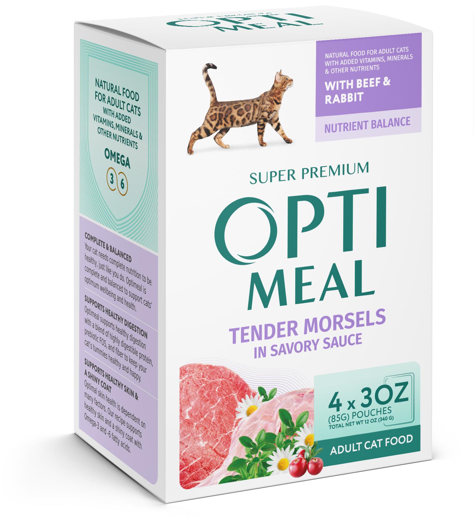 OptiMeal Tender Morsels in Savory Sauce Beef & Rabbit Wet Cat Food