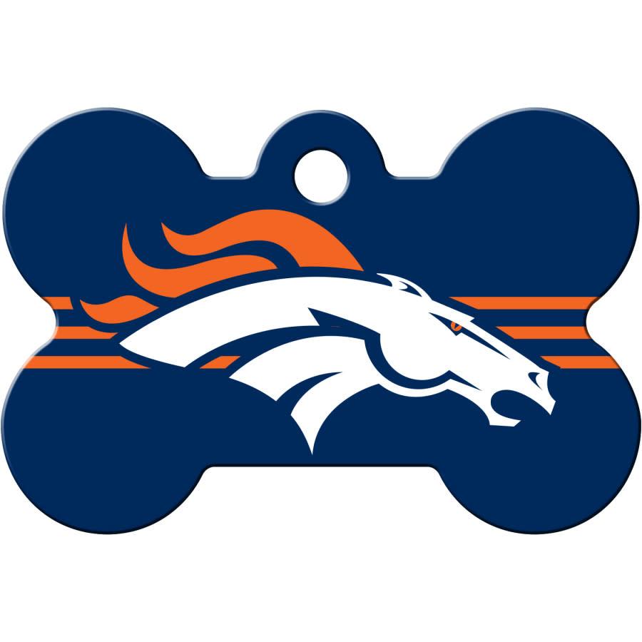 Quick-Tag Denver Broncos Bone Engravable Pet ID Tag, Large