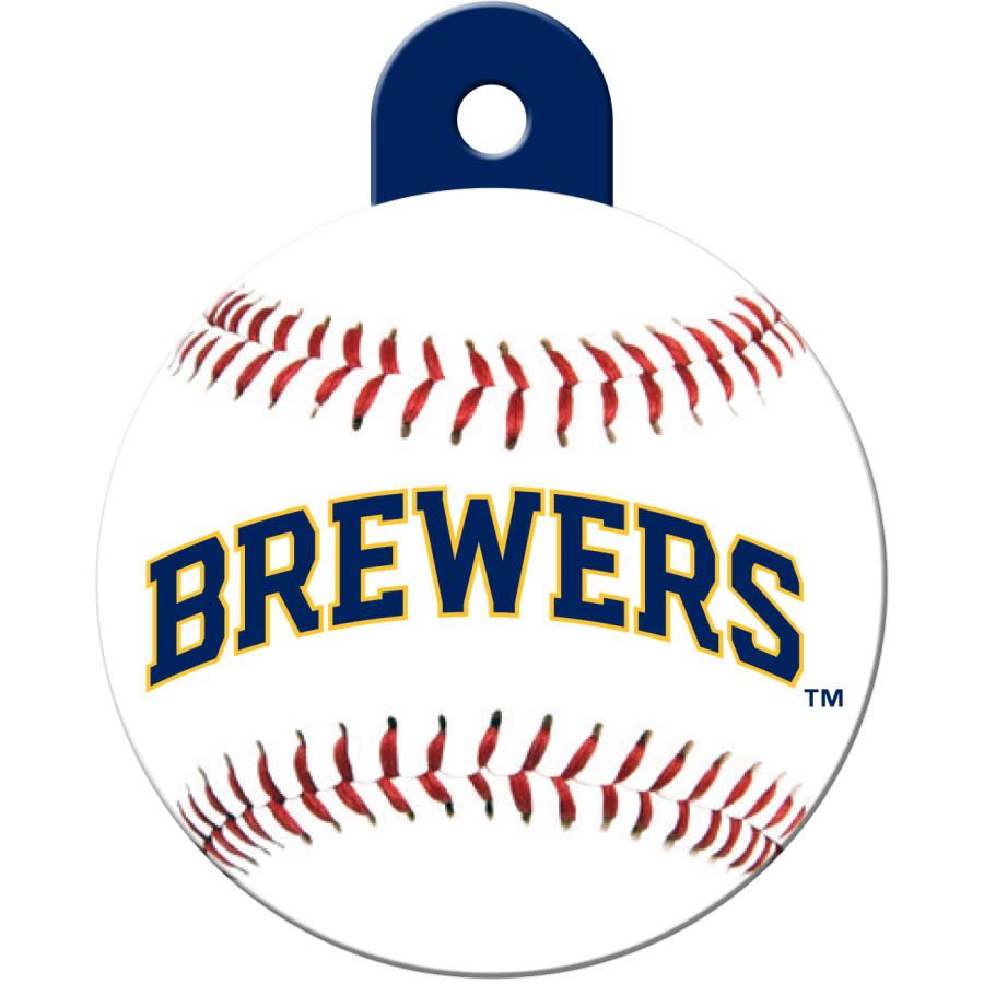 Quick-Tag Milwaukee Brewers Circle Engravable Pet ID Tag, Large