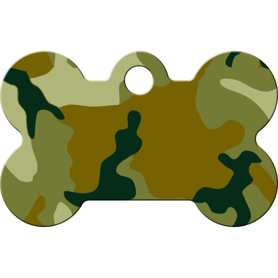 Quick-Tag Green Camo Bone Engravable Pet ID Tag, Small
