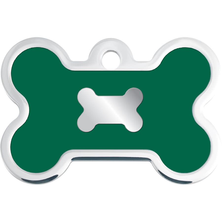 Quick-Tag Green Inset Bone Epoxy Bone Engravable Pet ID Tag, Large