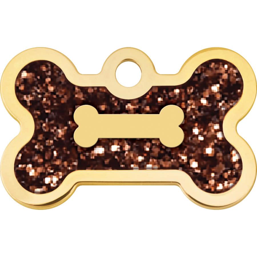 Quick-Tag Bronze Glitter Epoxy Bone Engravable Pet ID Tag, Small (Size: Bag)