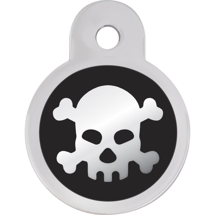 Quick-Tag Black Skull Epoxy Circle Engravable Pet ID Tag, Small
