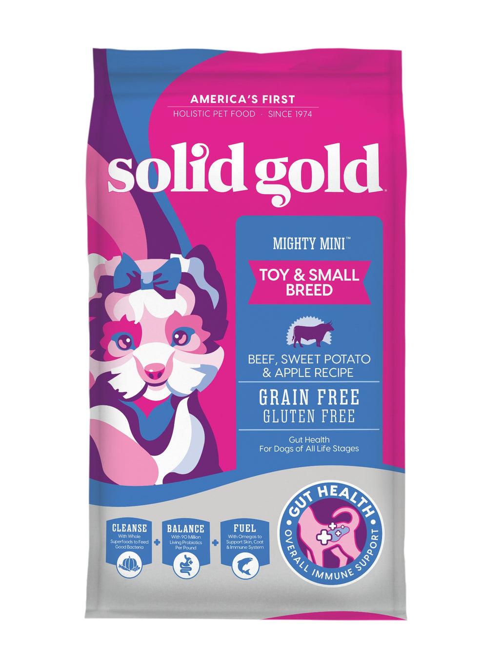 Solid Gold Mighty Mini Beef, Sweet Potato & Apple Toy & Small Breed Grain-Free Dry Dog Food