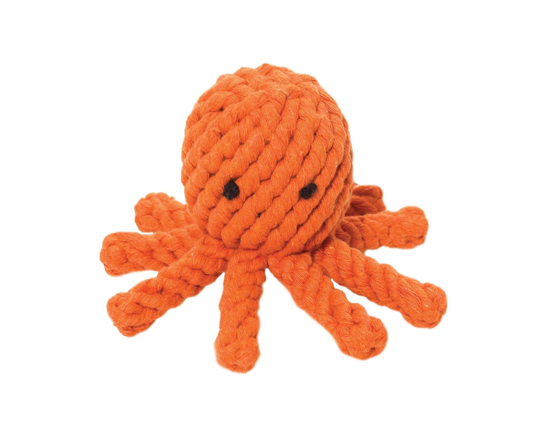 Jax & Bones Elton the Octopus Rope Dog Toy, Orange, 5-in