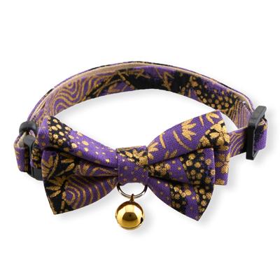 Necoichi Gilded Gold Bow Tie Cat Collar, Purple