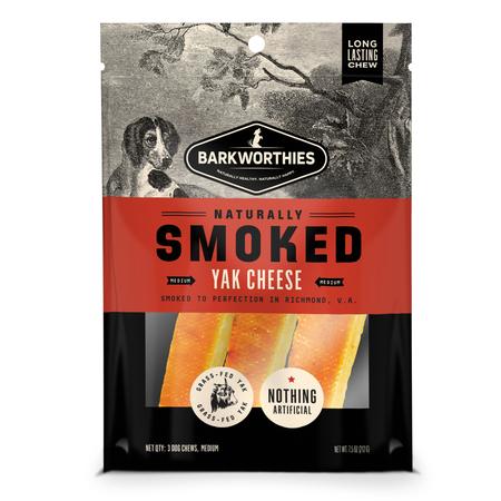 Barkworthies Naturally Smoked Yak Cheese Dog Treats, Medium, 3-pk