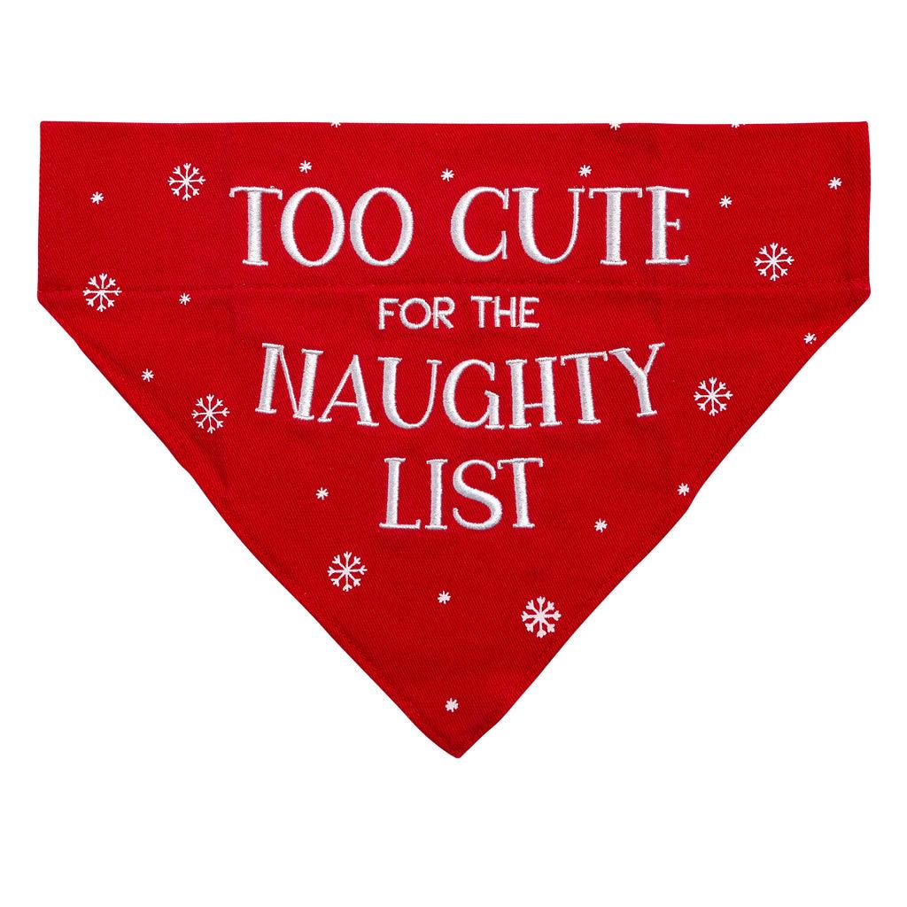 Pearhead Pet Bandana, Too Cute for the Naughty List, Small/Medium