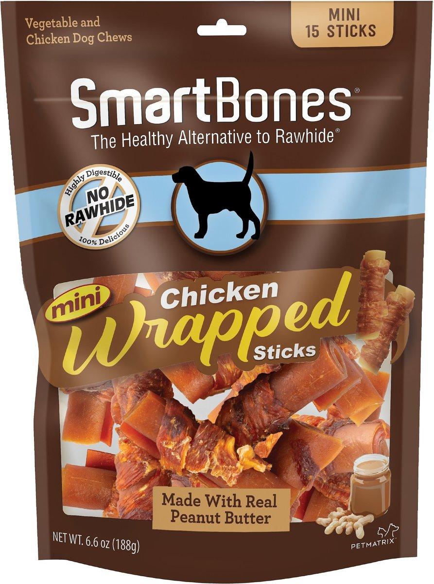 SmartBones Mini Chicken Wrapped Sticks with Peanut Butter Dog Treats, 15-count
