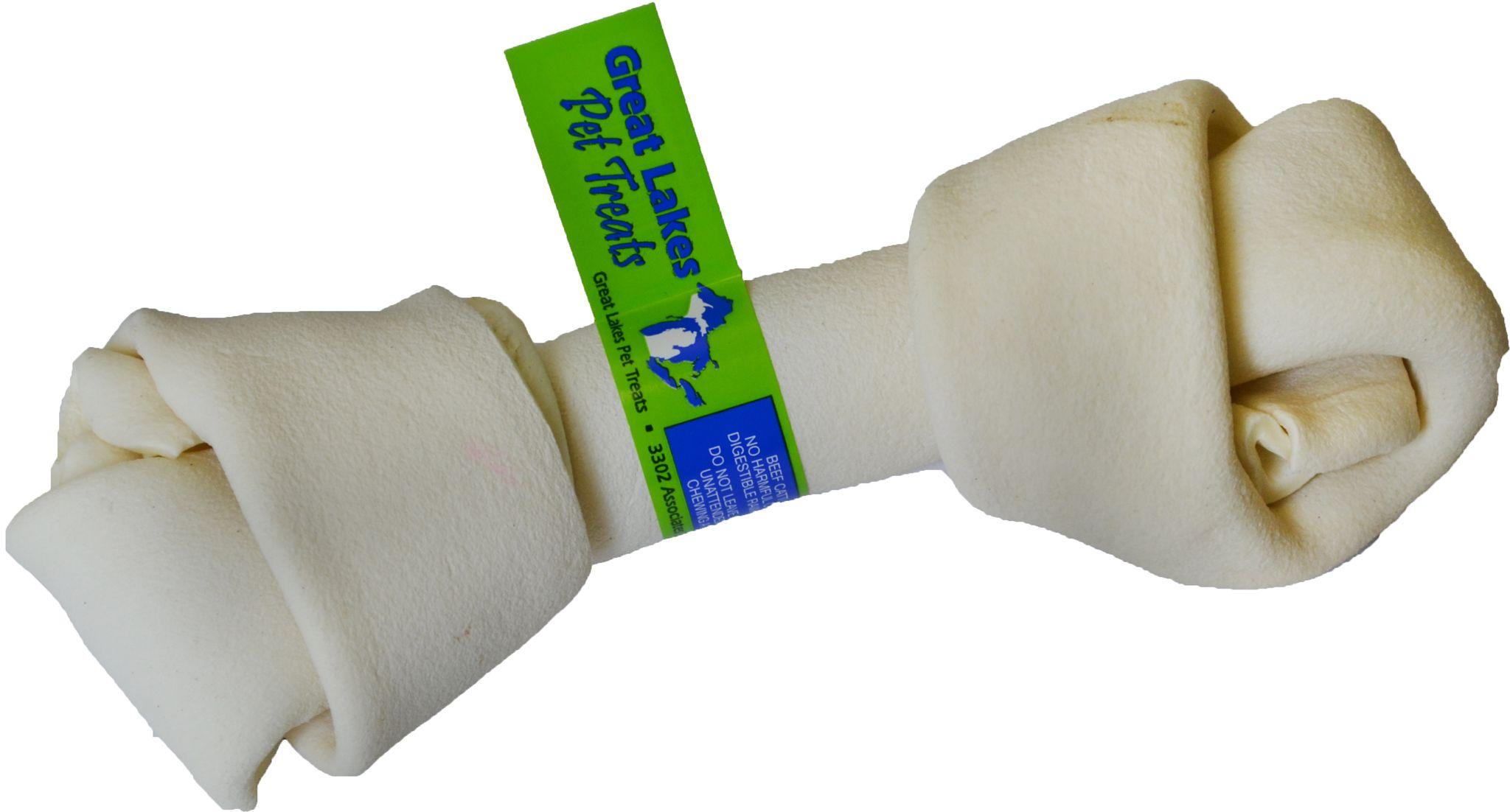 Great Lakes Knotted Bone Dog Treats, White, 6-8-in