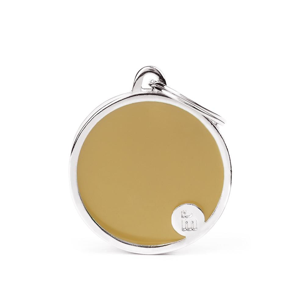 MyFamily Basic Handmade Circle Pet ID Tag, Brown, Large