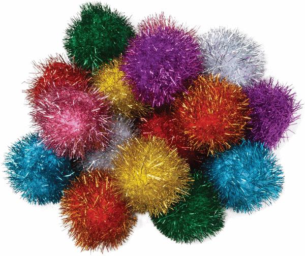 Creativity Street Glitter Pom Pons Cat Toy, Assorted Colors, Small