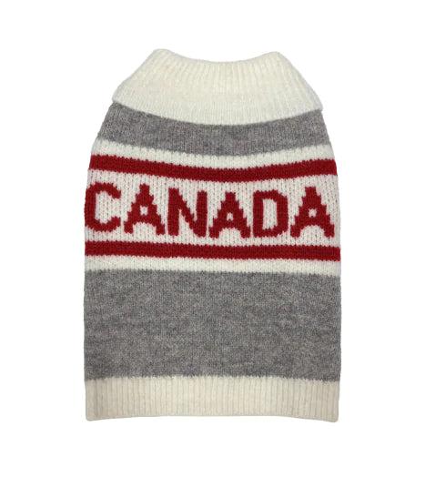 foufouBRANDS Maple Canada Dog Sweater, Grey, X-Small