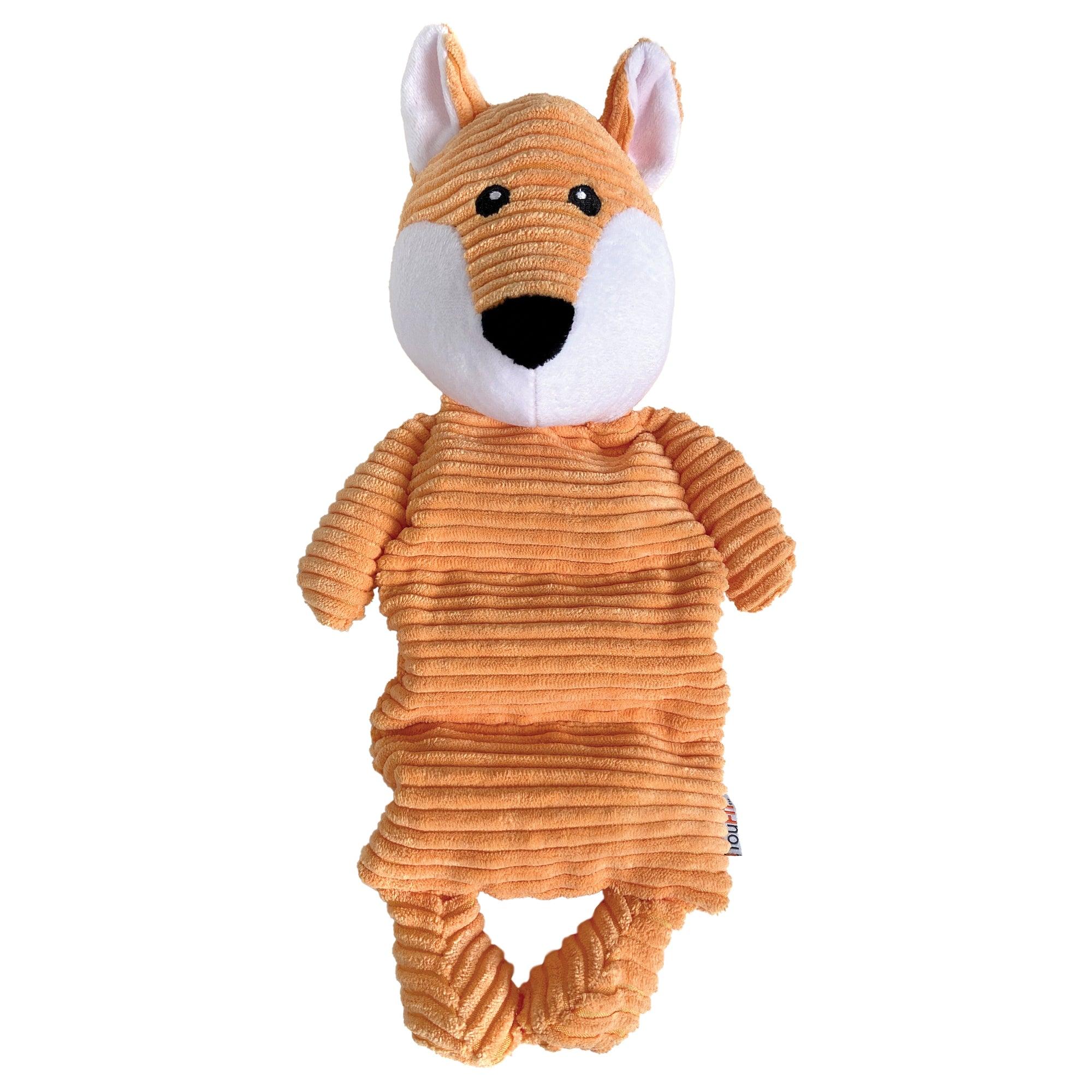 foufouBRANDS fouFIT Corduroy Squeak'n Tube Fox Dog Toy, 13-in