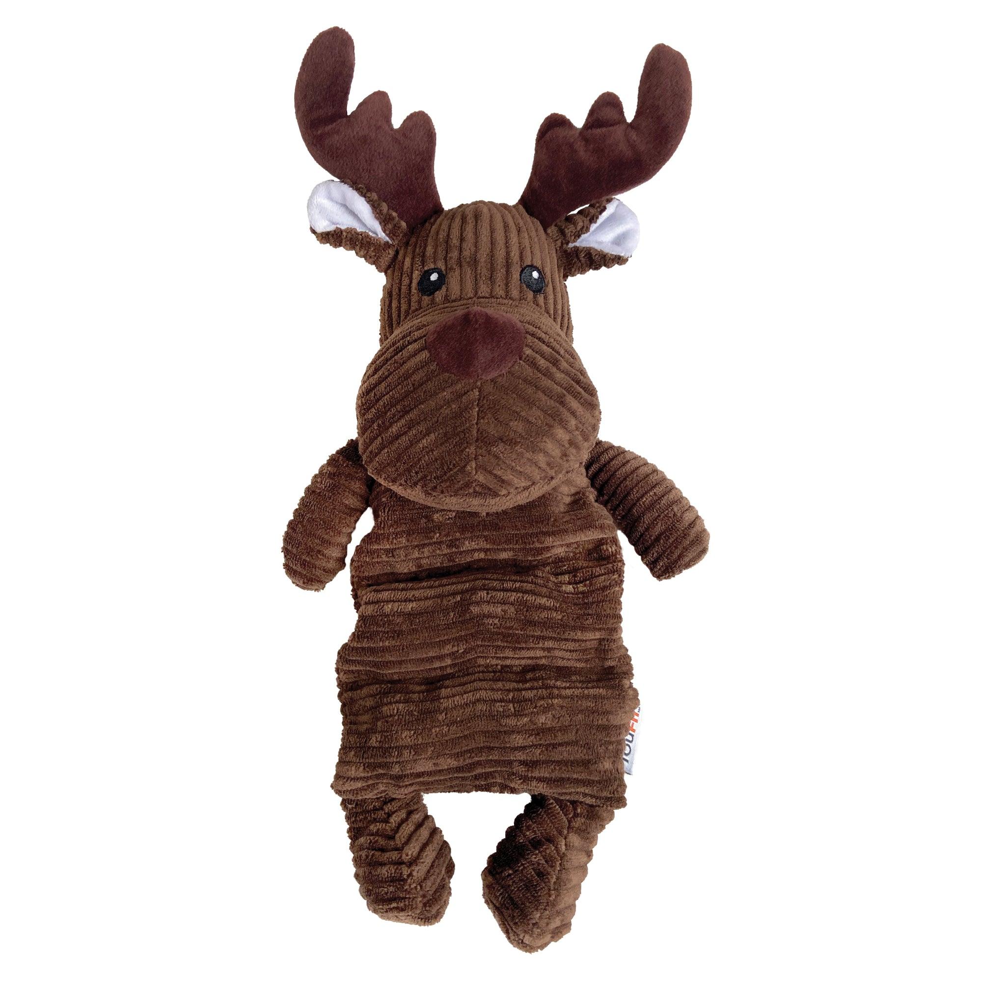 foufouBRANDS fouFIT Corduroy Squeak'n Tube Moose Dog Toy