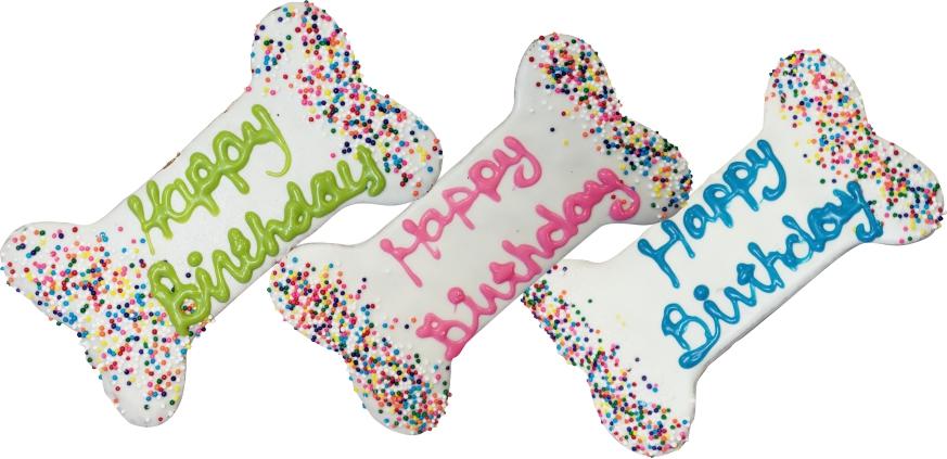 Preppy Puppy Birthday Bone Cookie Dog Treats, Assorted, 6-in