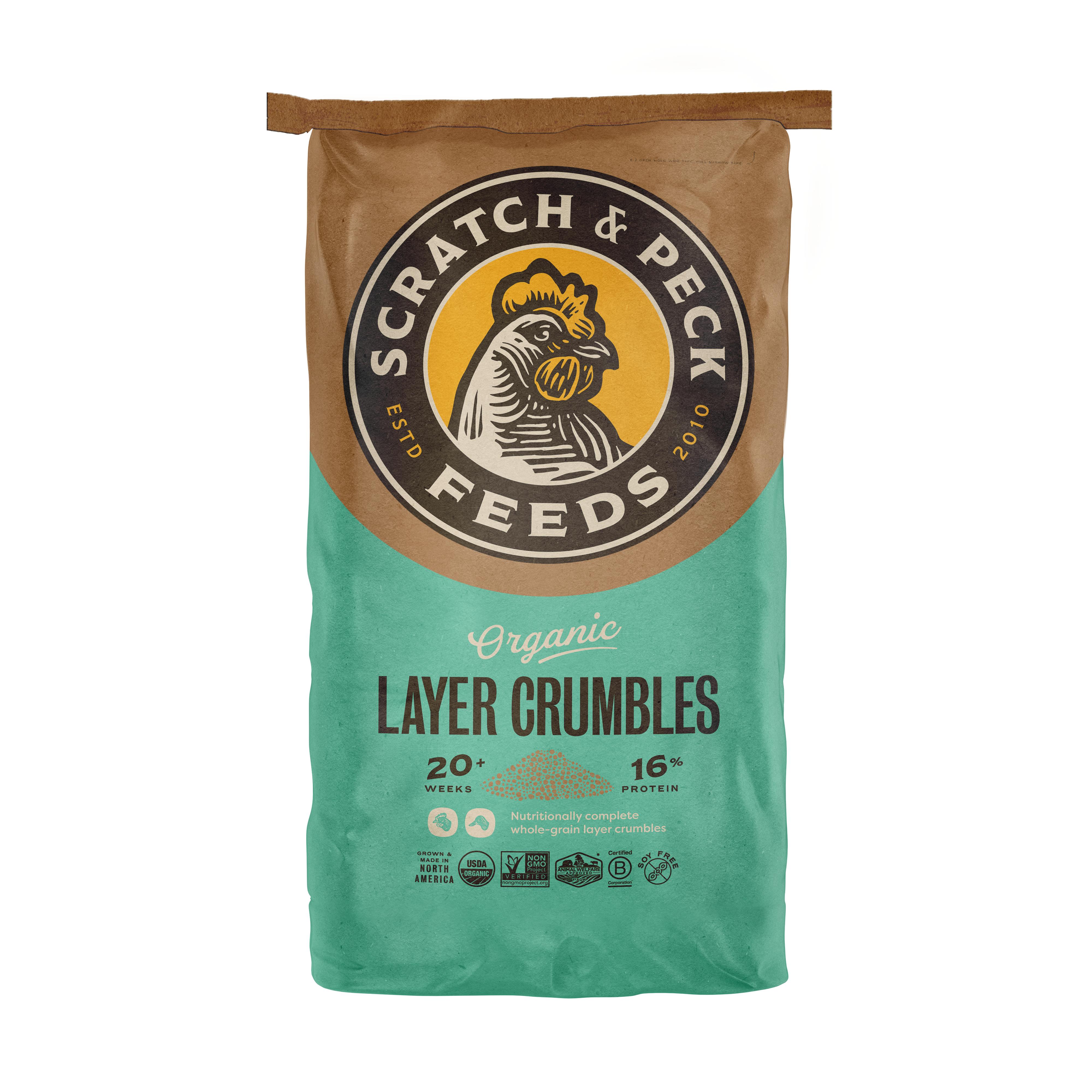 Scratch & Peck Organic Layer Crumbles 16% Chicken & Duck Feed, 35-lb