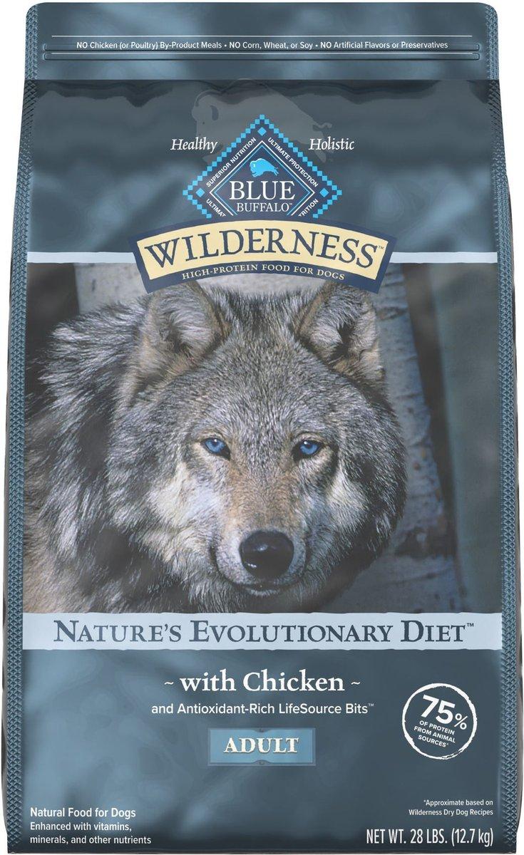 Blue Buffalo BLUE Wilderness Chicken with Wholesome Grains Adult Dry Dog Food, 28-lb
