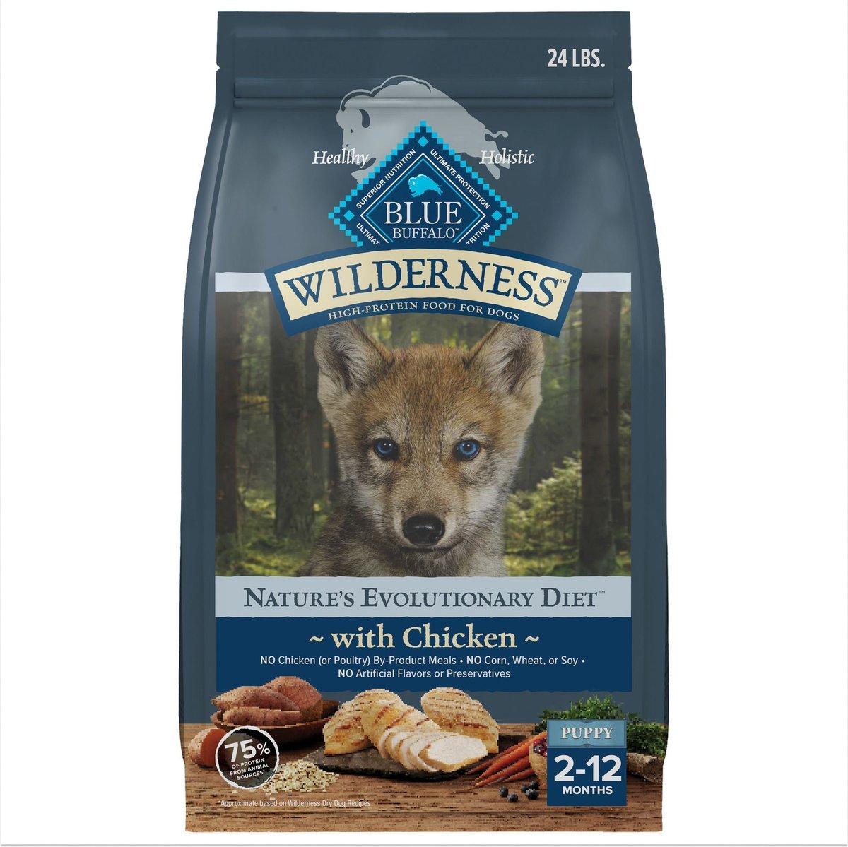 Blue Buffalo BLUE Wilderness Chicken with Wholesome Grains Puppy Dry Dog Food, 24-lb