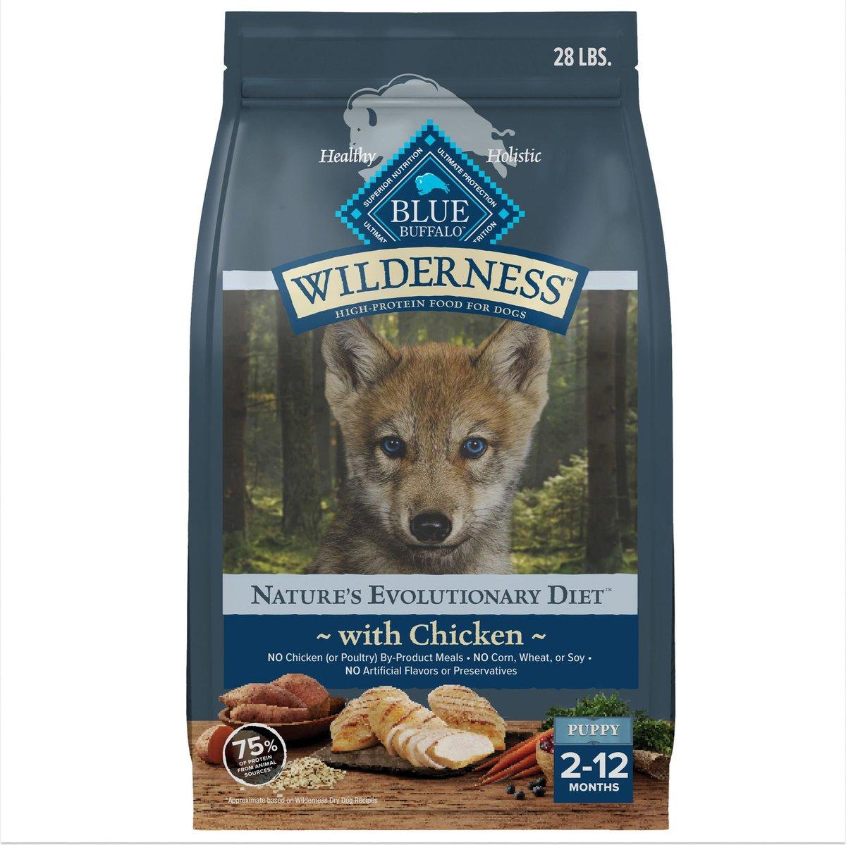 Blue Buffalo BLUE Wilderness Chicken with Wholesome Grains Puppy Dry Dog Food, 28-lb