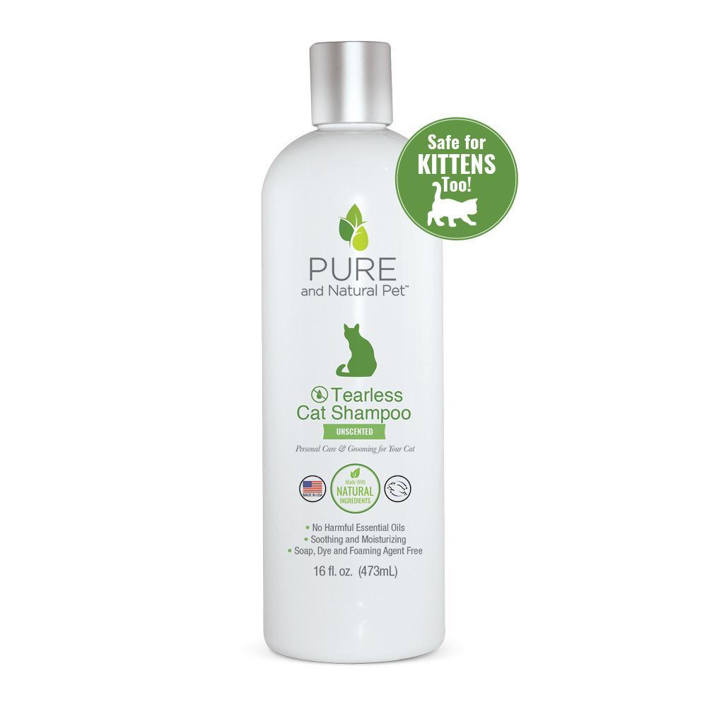 Pure and Natural Pet Unscented Tearless Cat Shampoo, 16-oz