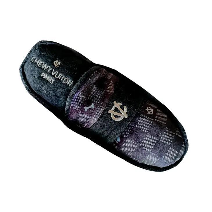 Haute Diggity Dog Checker Chewy Vuiton Loafer Dog Toy, Black