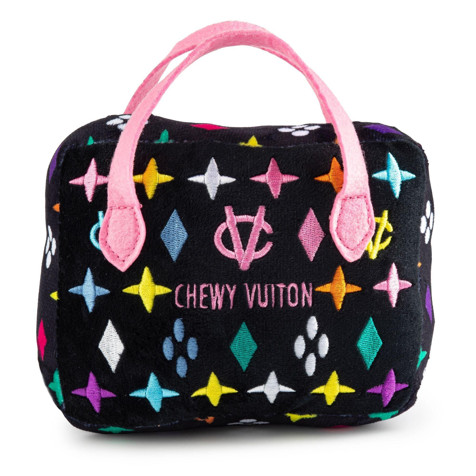 Haute Diggity Dog Chewy Vuiton Handbag Monogram Dog Toy, Black