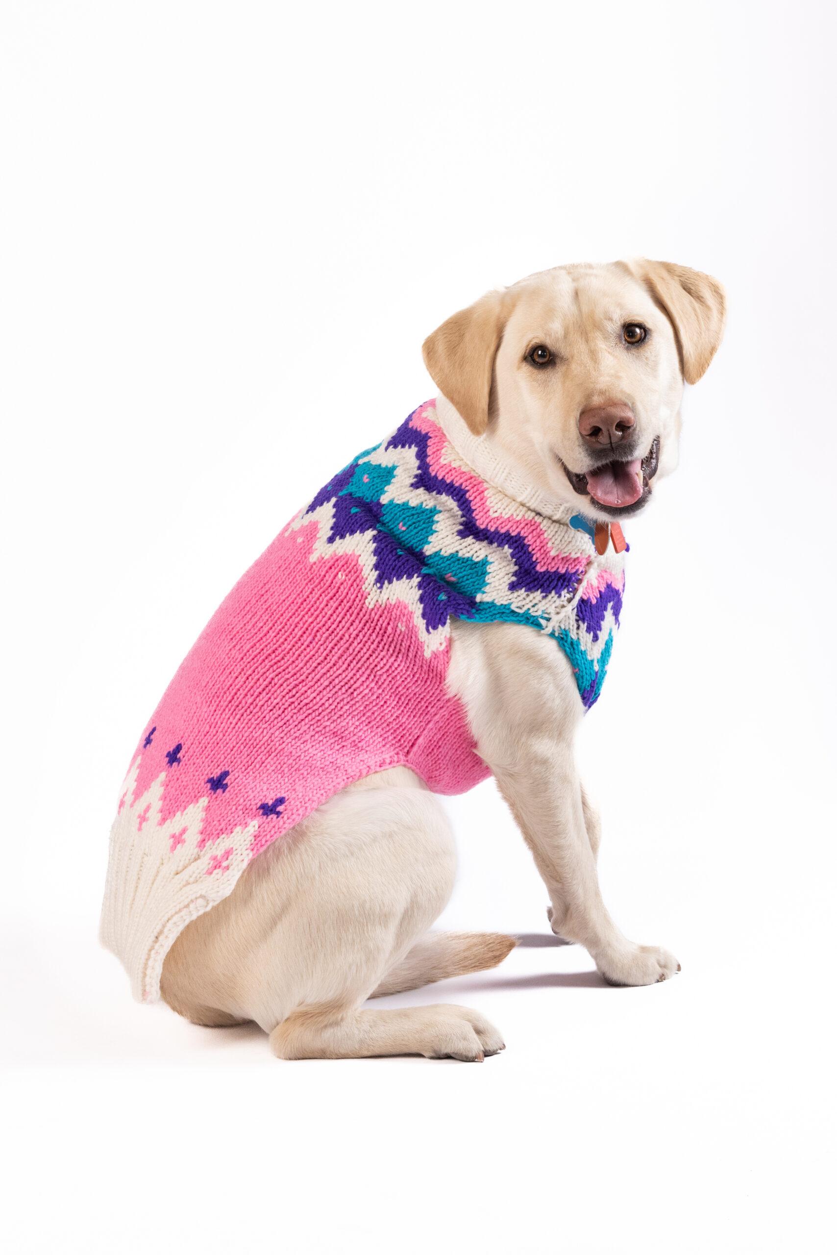 Chilly Dog Ski Bum Dog Sweater, Pink, Large