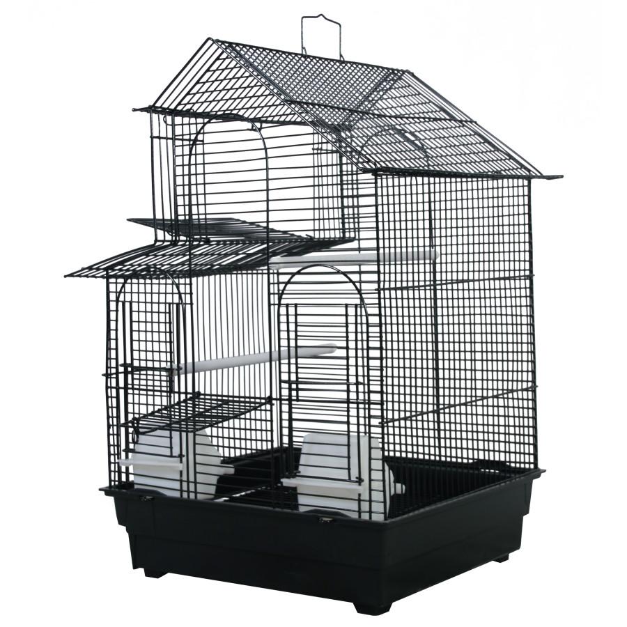 A&E Cage Company House Top Bird Cage, Black, 16-in x 14-in