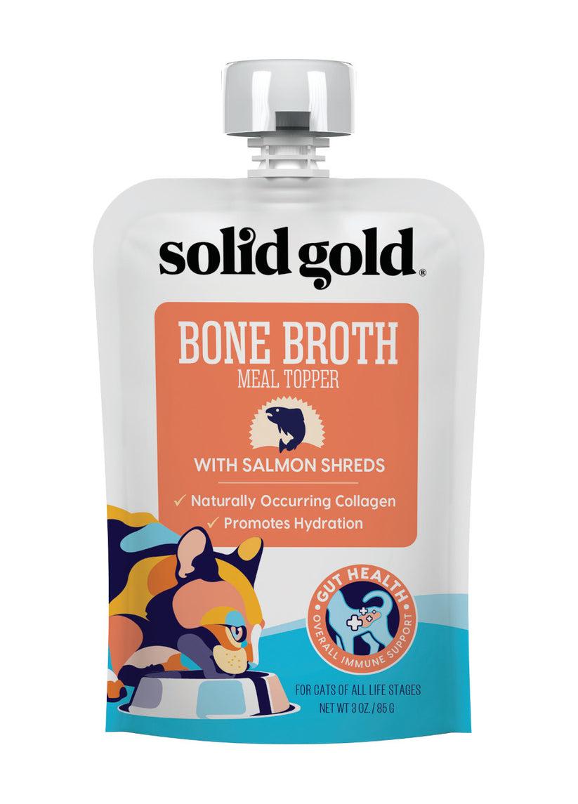 Solid Gold Bone Broth Meal Topper with Salmon Shreds for Cats