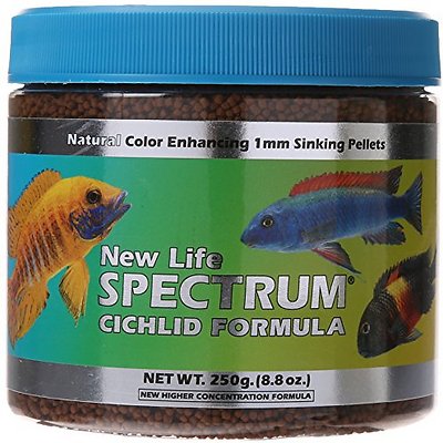 New Life Spectrum Cichlid Sinking 1mm Pellet Fish Food, 8.8-oz jar