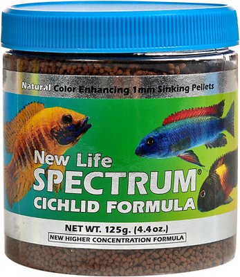 New Life Spectrum Cichlid Sinking 1mm Pellet Fish Food, 4.4-oz jar