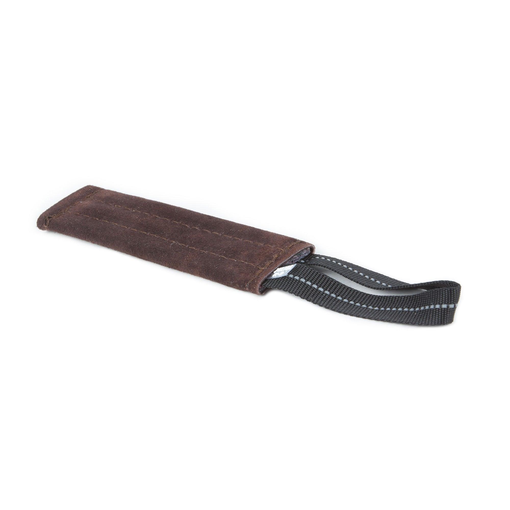 Julius-K9 Flat Leather Tug with Handle Dog Toy, Small, 8-in
