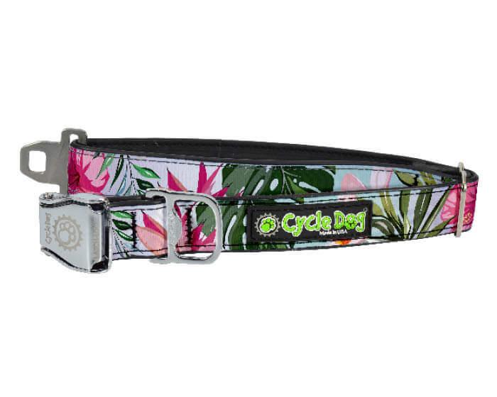 Cycle Dog FattyWidth Collar with Metal Buckle for Dogs, Tropical Floral, Large