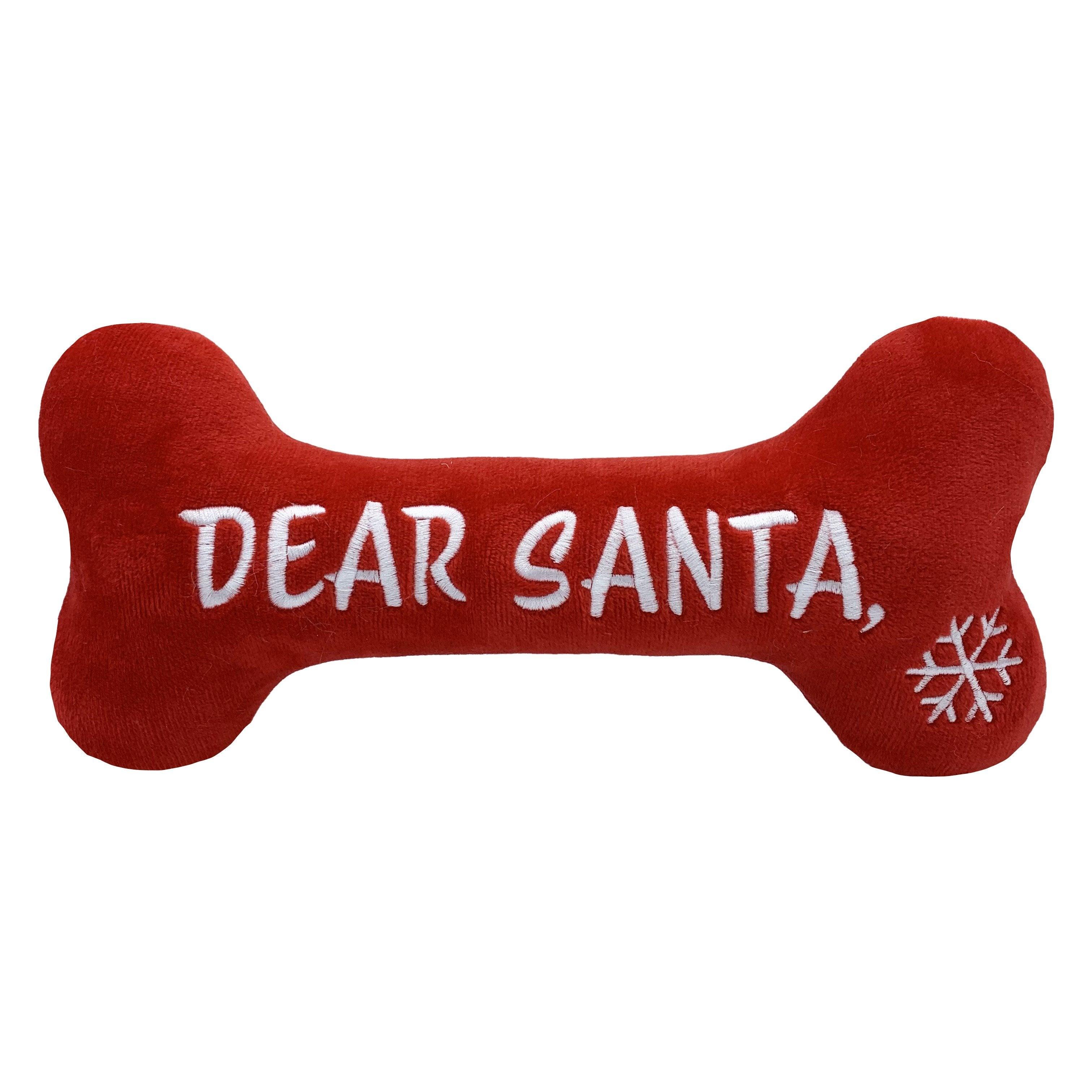 Huxley & Kent Power Plush Dear Santa Bone Double Sided Dog Toy, Large