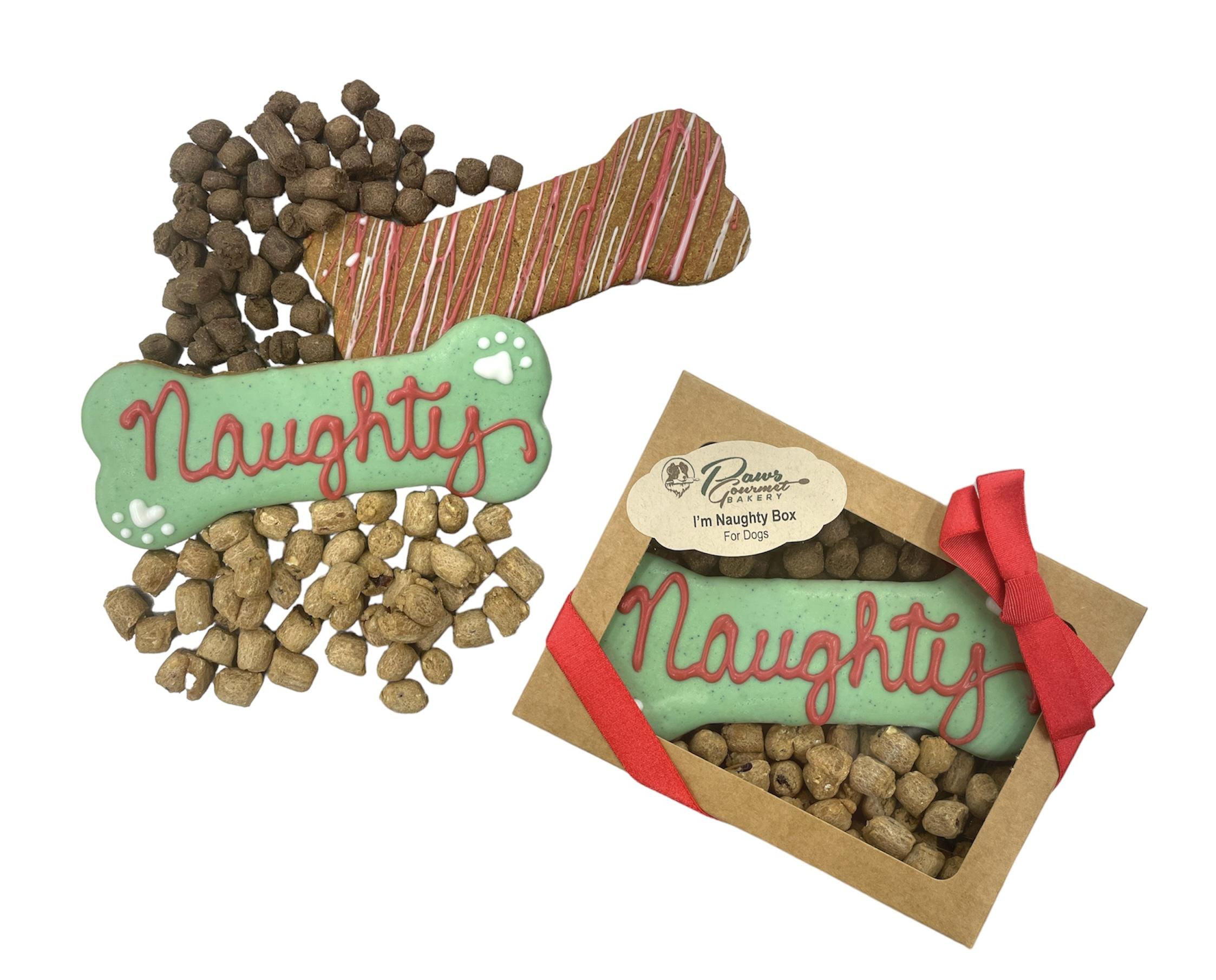 Paws Gourmet Bakery Christmas I'm Naughty Gift Box Dog Treats, 2-oz, 2-pk