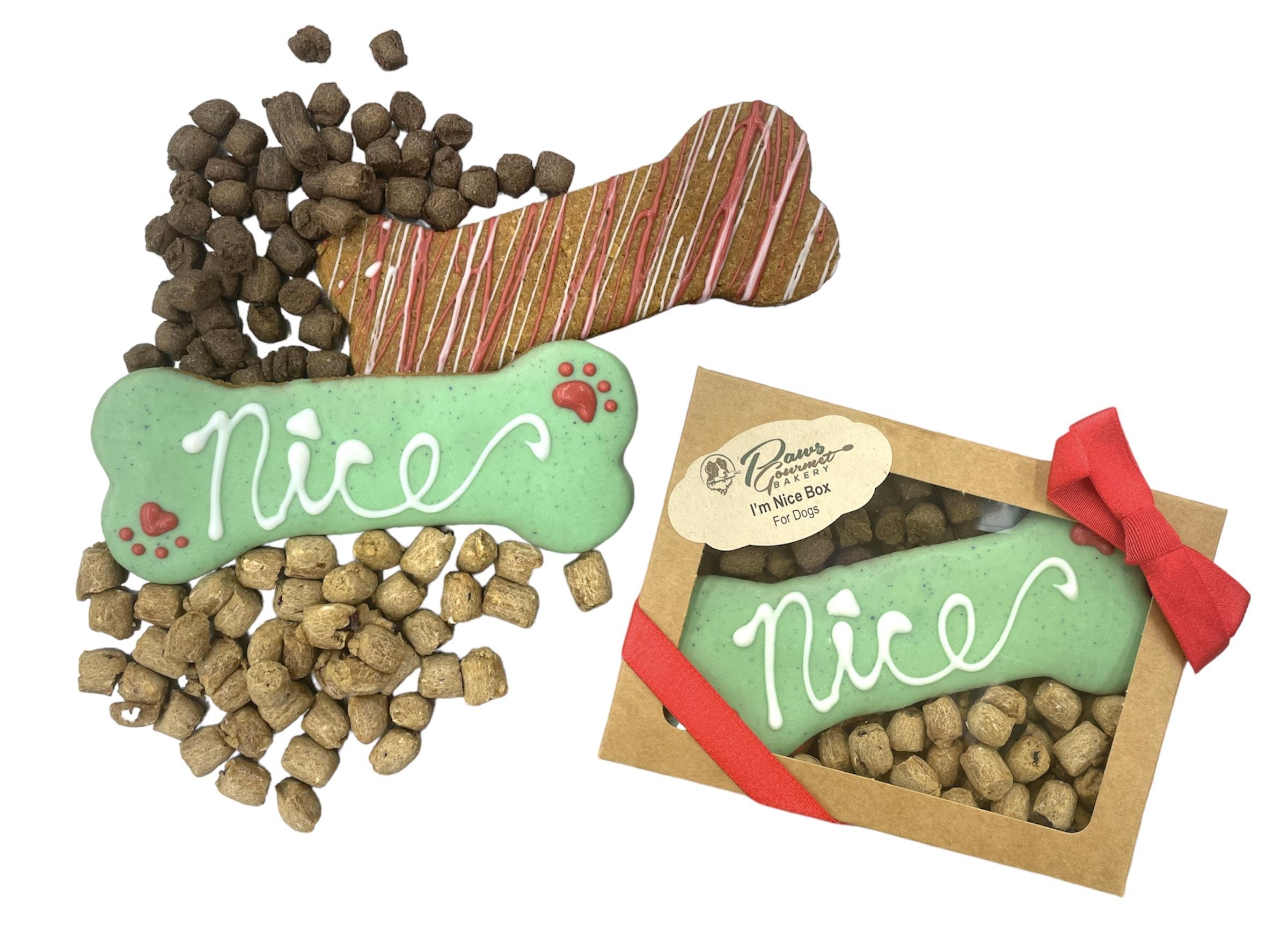 Paws Gourmet Bakery Christmas I'm Nice Gift Box Dog Treats, 2-oz, 2-pk