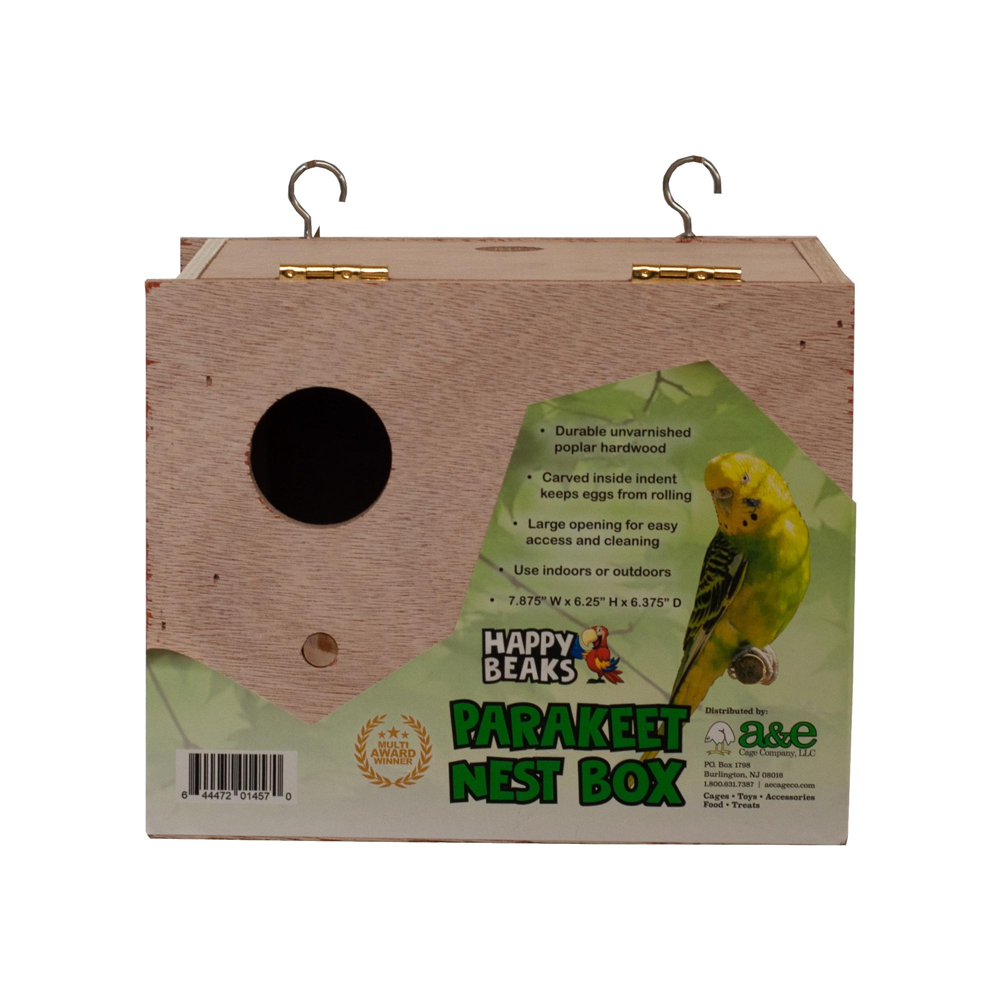 A&E Cage Company Happy Beaks Rectangular Nest Box for Parakeets
