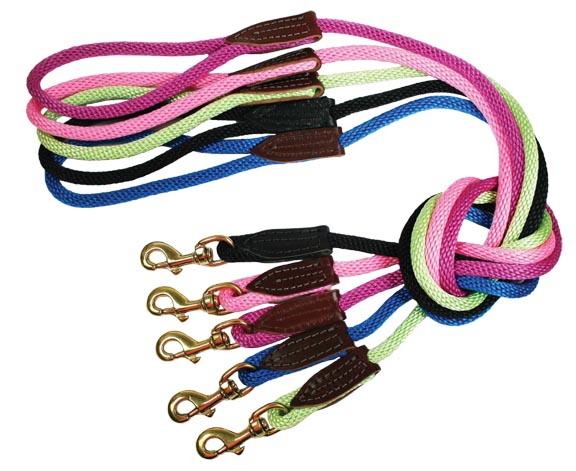 Leather Brothers/OmniPet British Rope Brass Snap Dog Lead, Raspberry