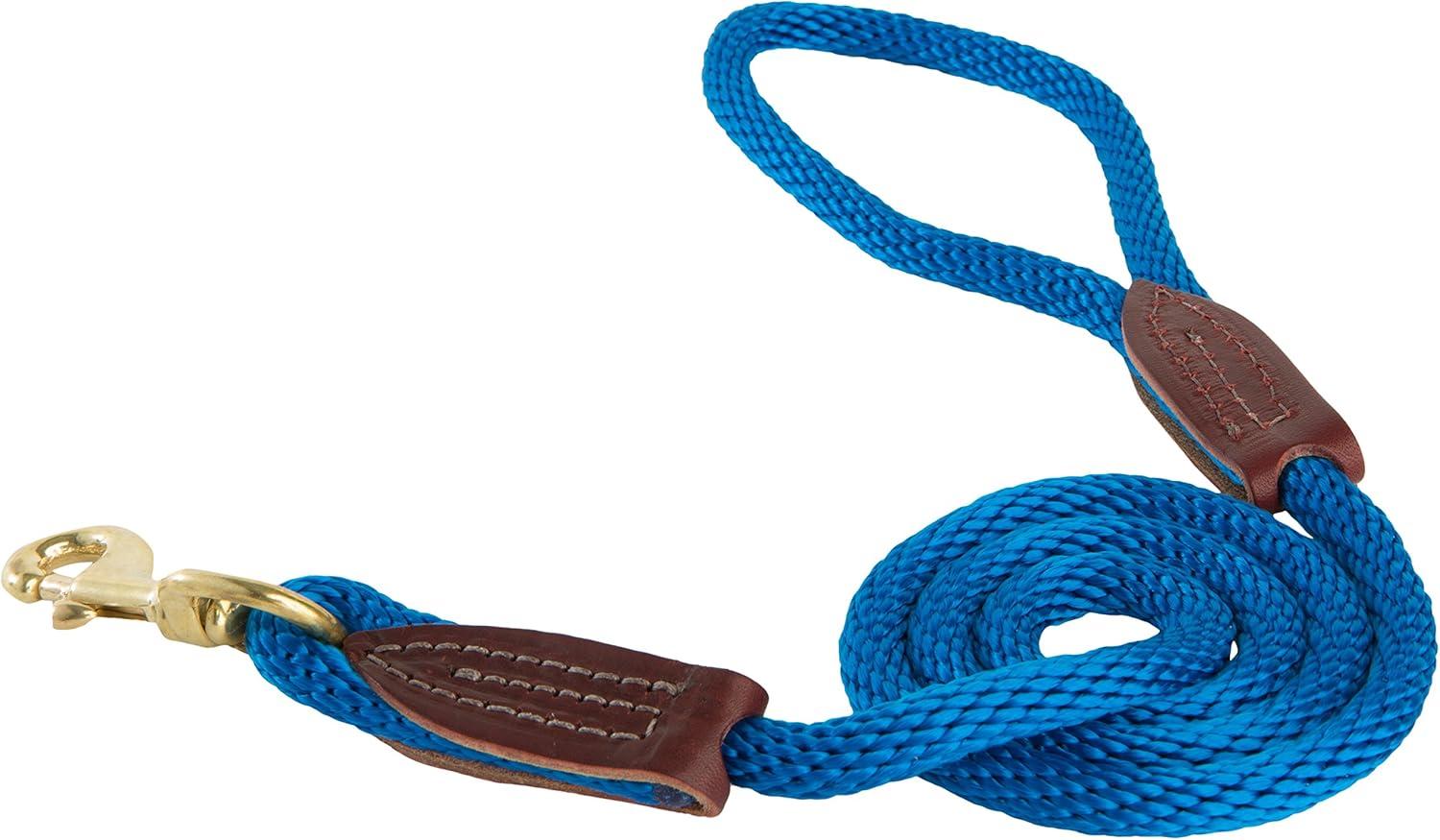Leather Brothers/OmniPet British Rope Brass Snap Dog Lead, Blue, 4-ft
