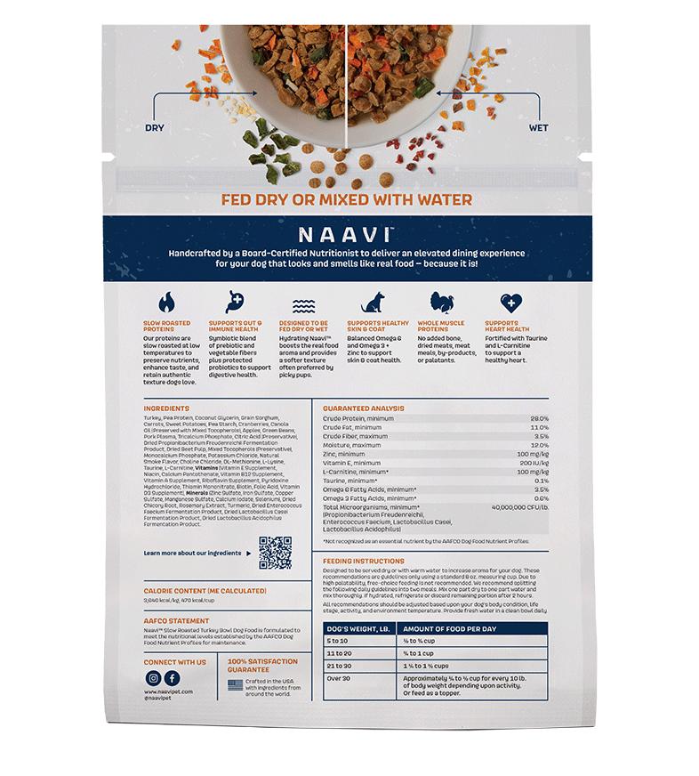 NAAVI Slow Roasted Turkey Bowl Dog Food, 6-oz