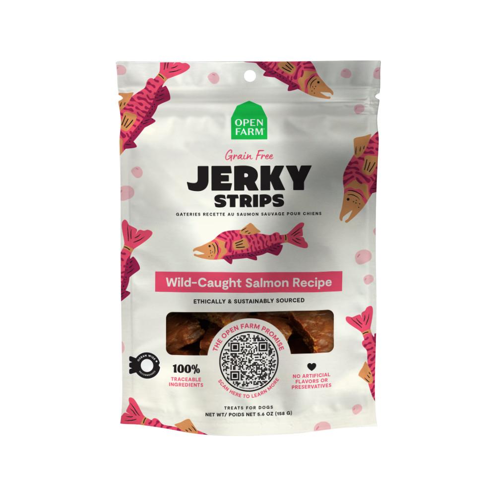 Open Farm Jerky Strips Wild-Caught Salmon Recipe Grain-Free Dog Treats, 5.6-oz