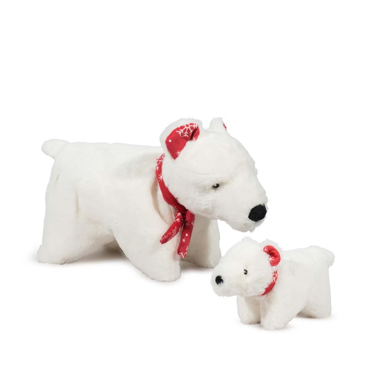 HuggleHounds Jingle all the Way Snowy Polar Bear Squooshie Dog Toy, Small