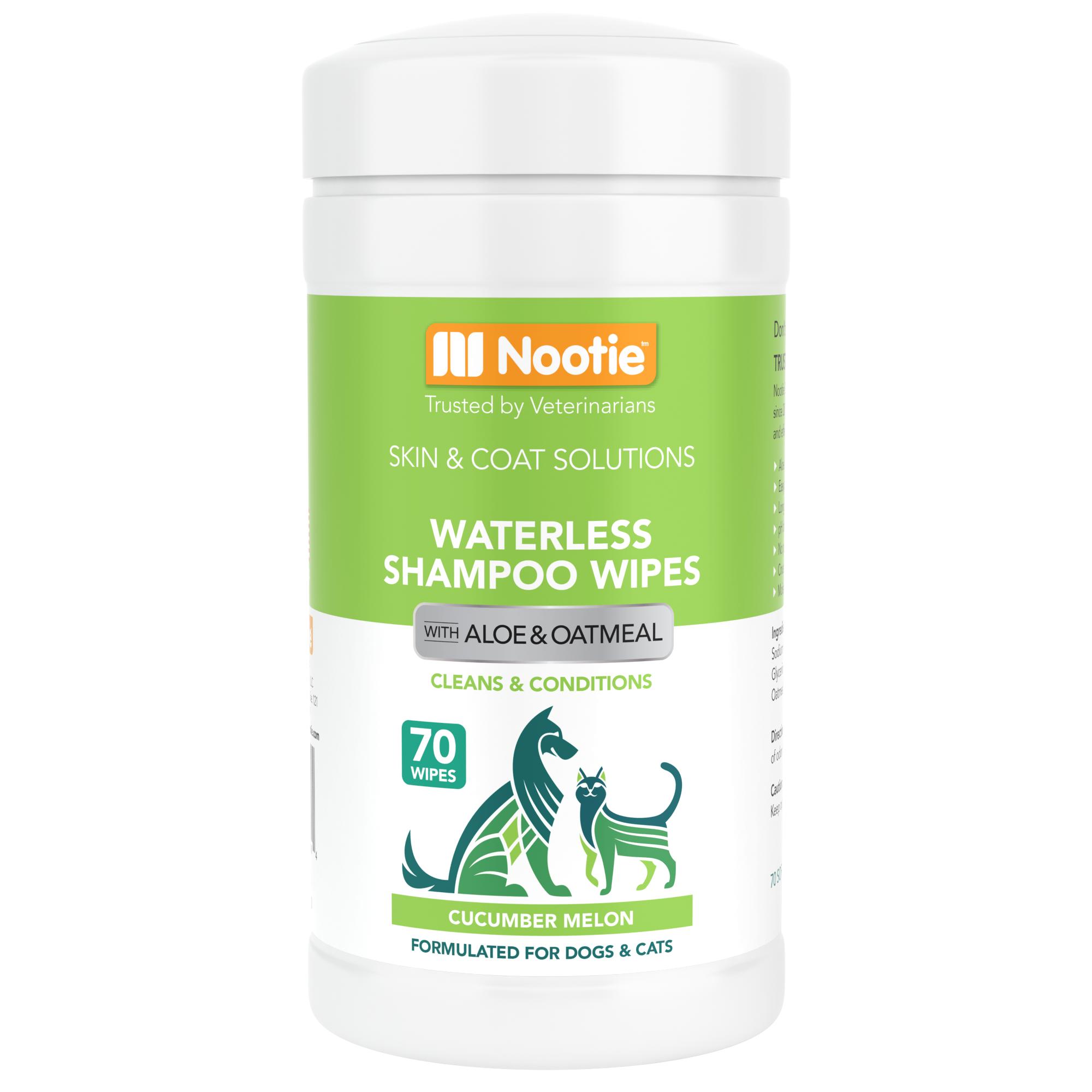 Nootie Cucumber Melon Waterless Shampoo Wipes for Dogs & Cats, 70-count