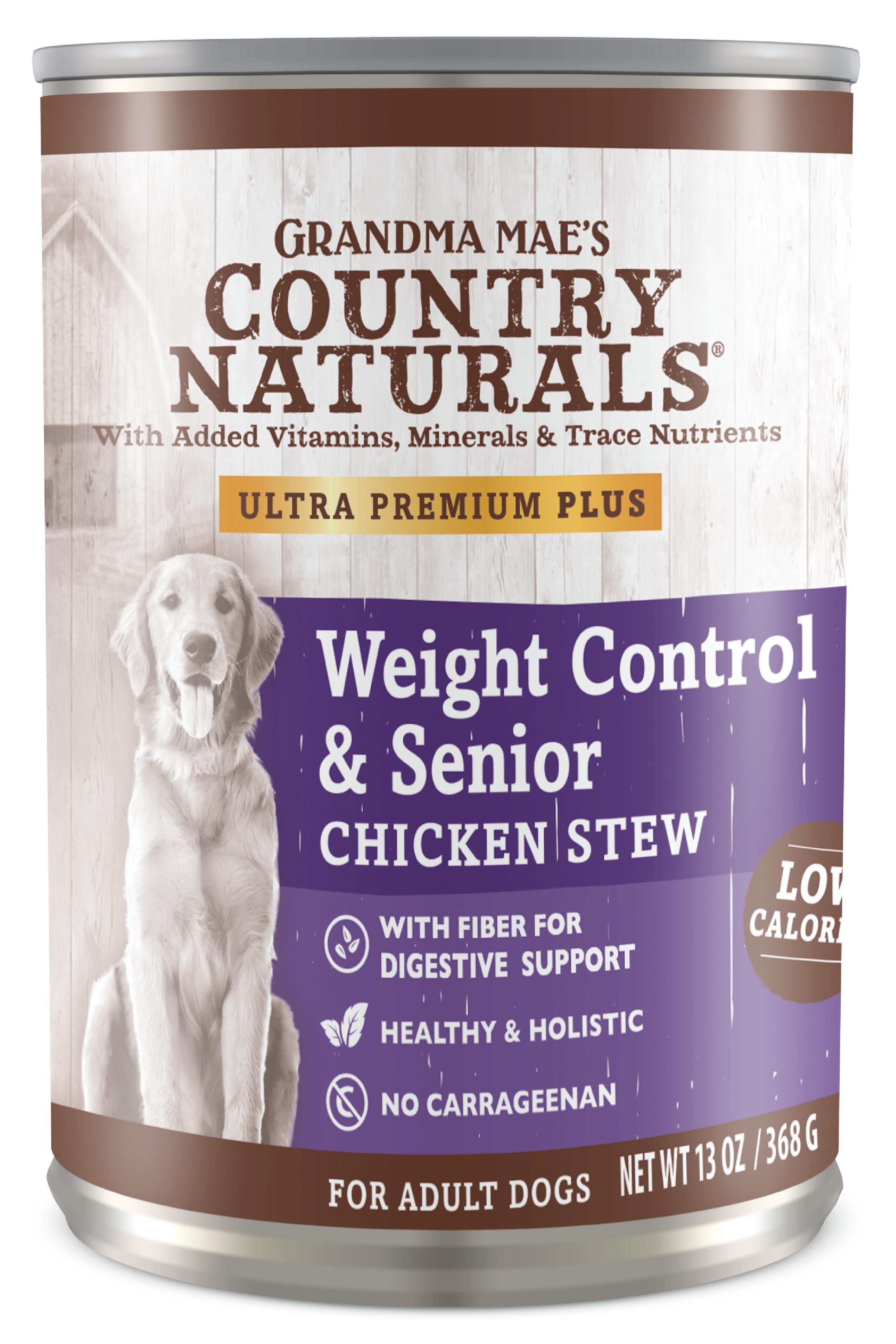 Grandma Mae's Country Naturals Weight Control & Senior Chicken Stew Wet Dog Food Can, 13-oz