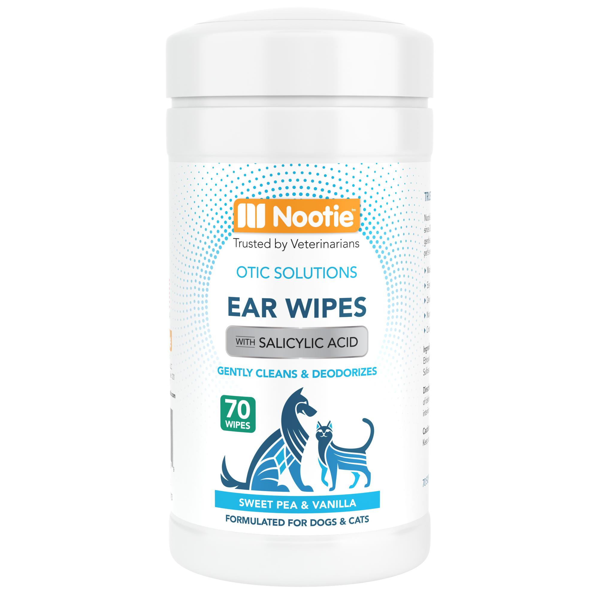 Nootie Sweet Pea & Vanilla Ear Wipes for Dogs & Cats, 70-count